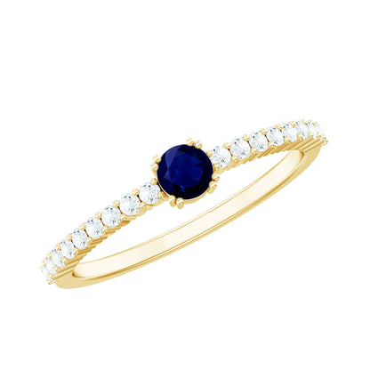 Genuine Blue Sapphire Promise Ring with Diamond