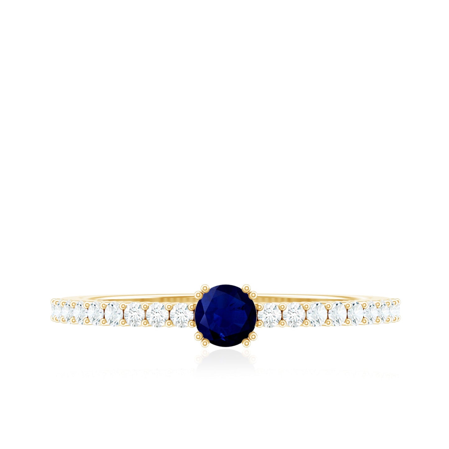Genuine Blue Sapphire Promise Ring with Diamond