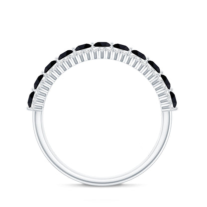 Natural Black Spinel Diamond Half Eternity Ring for Anniversary