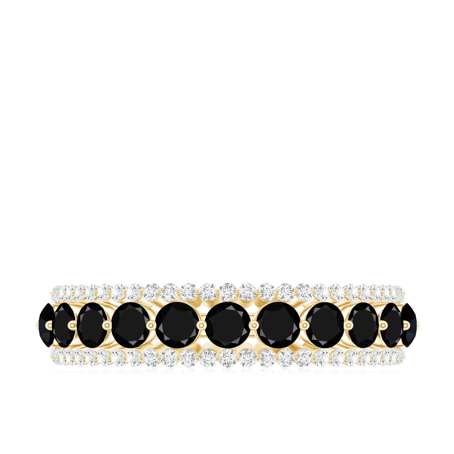 Natural Black Spinel Diamond Half Eternity Ring for Anniversary