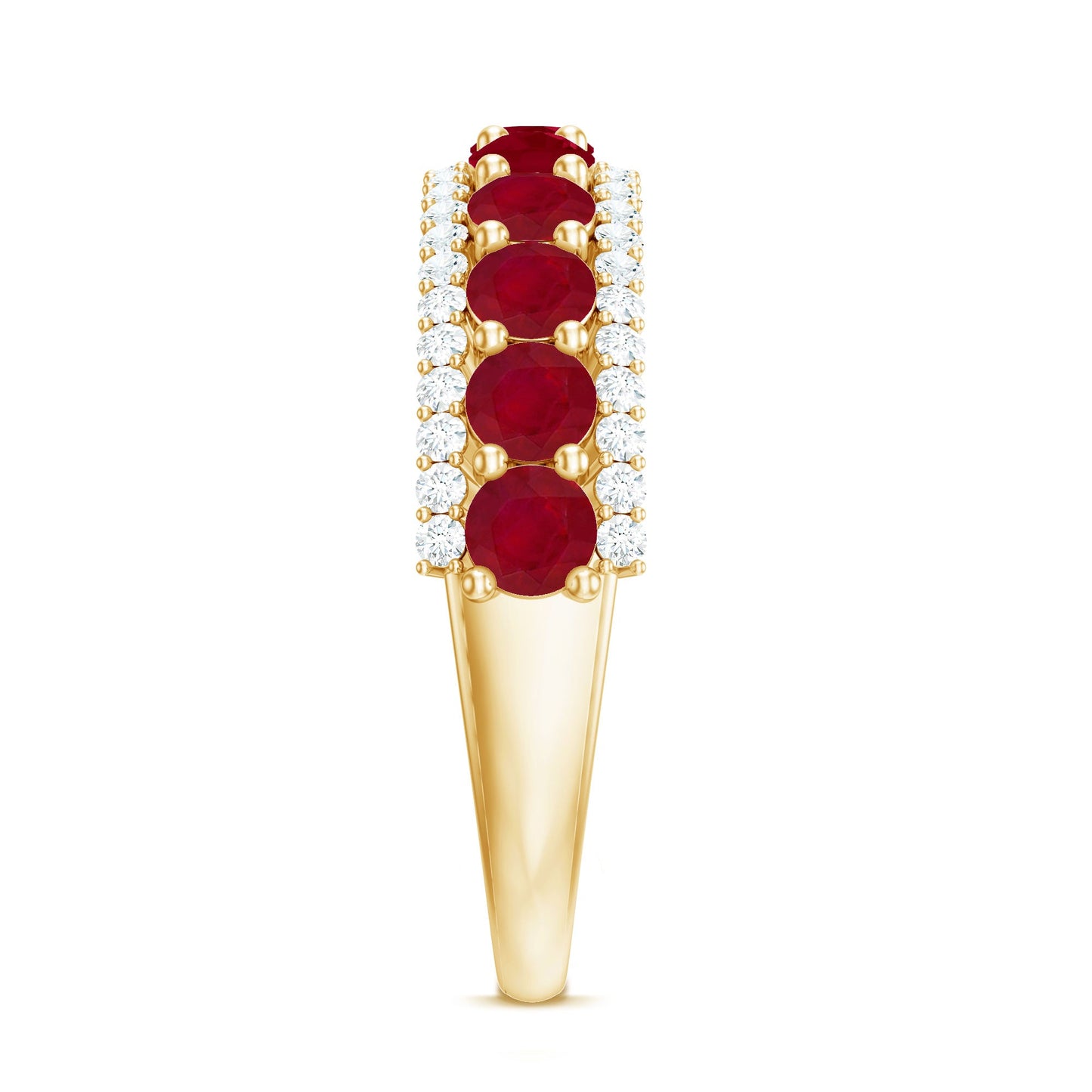 Natural Ruby Diamond Half Eternity Anniversary Band Ring for Women