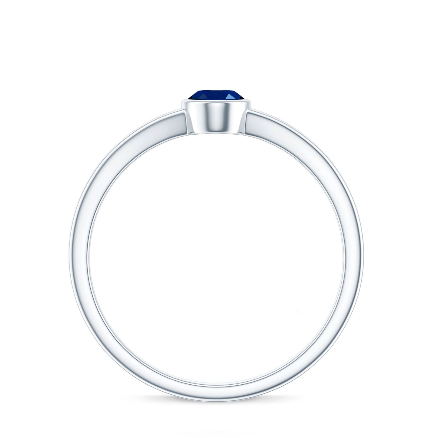 Natural 0.6 Carat Oval Shape Blue Sapphire Promise Ring with Split Shank