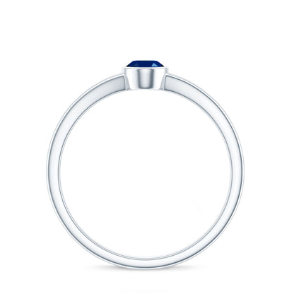 Natural 0.6 Carat Oval Shape Blue Sapphire Promise Ring with Split Shank