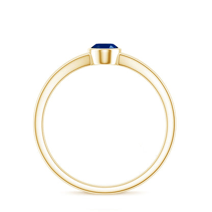 Natural 0.6 Carat Oval Shape Blue Sapphire Promise Ring with Split Shank