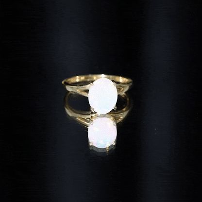 Natural 8X10 mm Ethiopian Opal Diamond Oval Engagement Ring with Split Shank