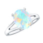 Natural 8X10 mm Ethiopian Opal Diamond Oval Engagement Ring with Split Shank