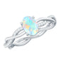 1.2 Carat Natural Opalescent Oval Engagement Ring with Diamond Braided Shank