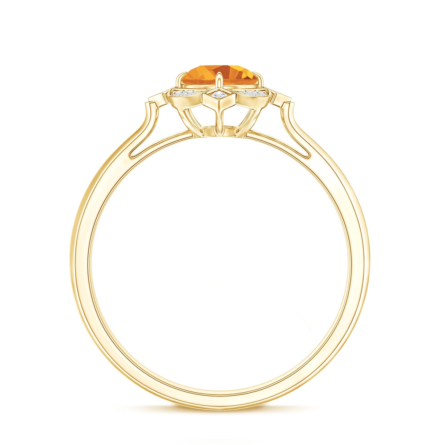 Vintage Inspired Citrine Engagement Ring with Diamond Halo
