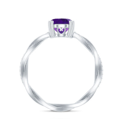 2.5 Carat Amethyst Oval Engagement Ring with Diamond Braided Shank