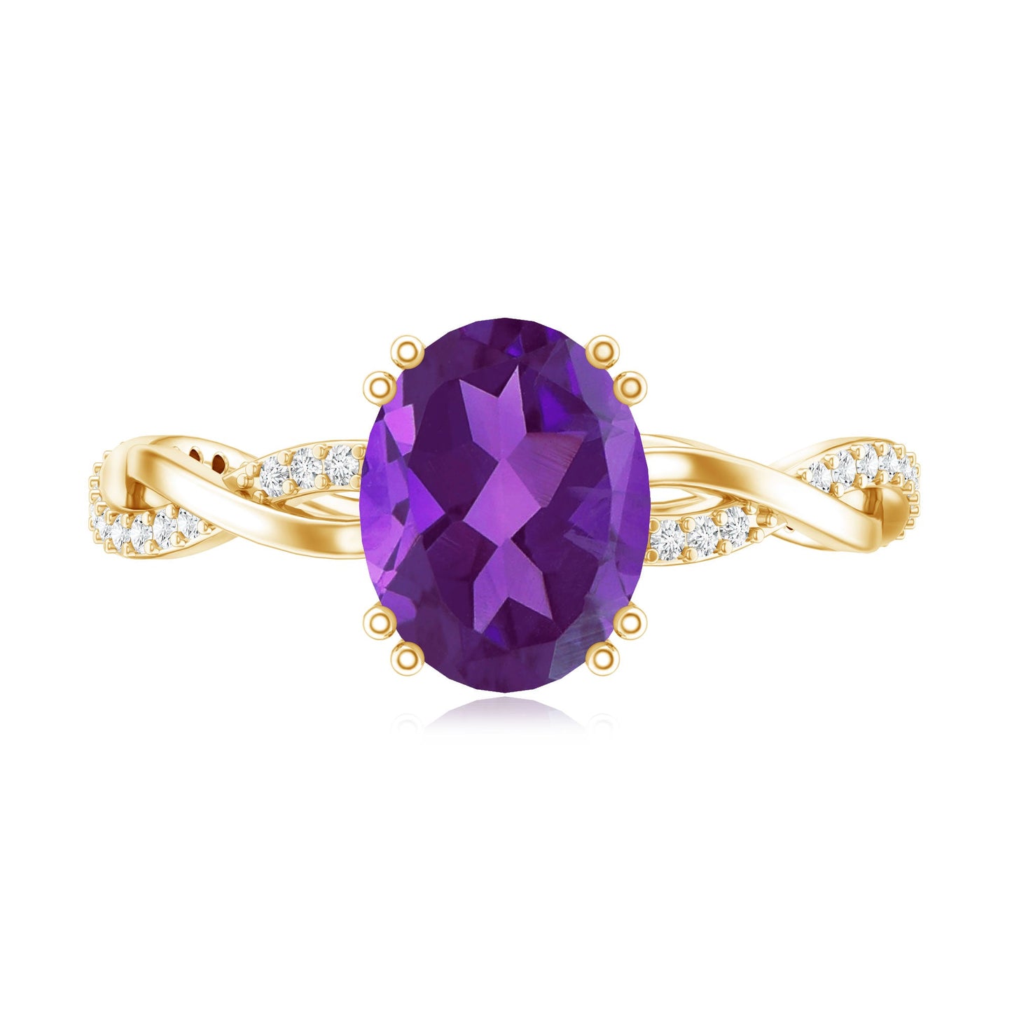 2.5 Carat Amethyst Oval Engagement Ring with Diamond Braided Shank