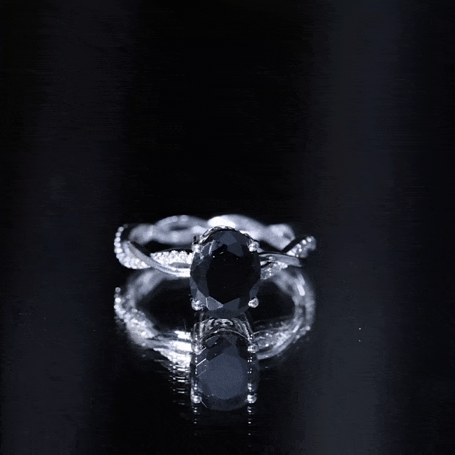 Certified 4.2 Carat Lab Grown Black Diamond Oval Engagement Ring with White Diamond