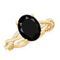 Certified 4.2 Carat Lab Grown Black Diamond Oval Engagement Ring with White Diamond
