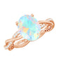 1.3 Carat Real Ethiopian Rainbow Opal Engagement Ring with Diamond Braided Shank