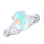 1.3 Carat Real Ethiopian Rainbow Opal Engagement Ring with Diamond Braided Shank