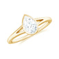 Bezel Set Pear Shaped Moissanite Promise Ring in Split Shank