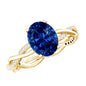 Certified 4 Carat Lab Grown Blue Sapphire Oval Engagement Ring with Diamond Braided Shank