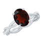 Natural 3.6 Carat Garnet Big Engagement Ring with Diamond Braided Shank