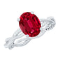Oval Shaped Lab Ruby and Diamond Braided Engagement Ring