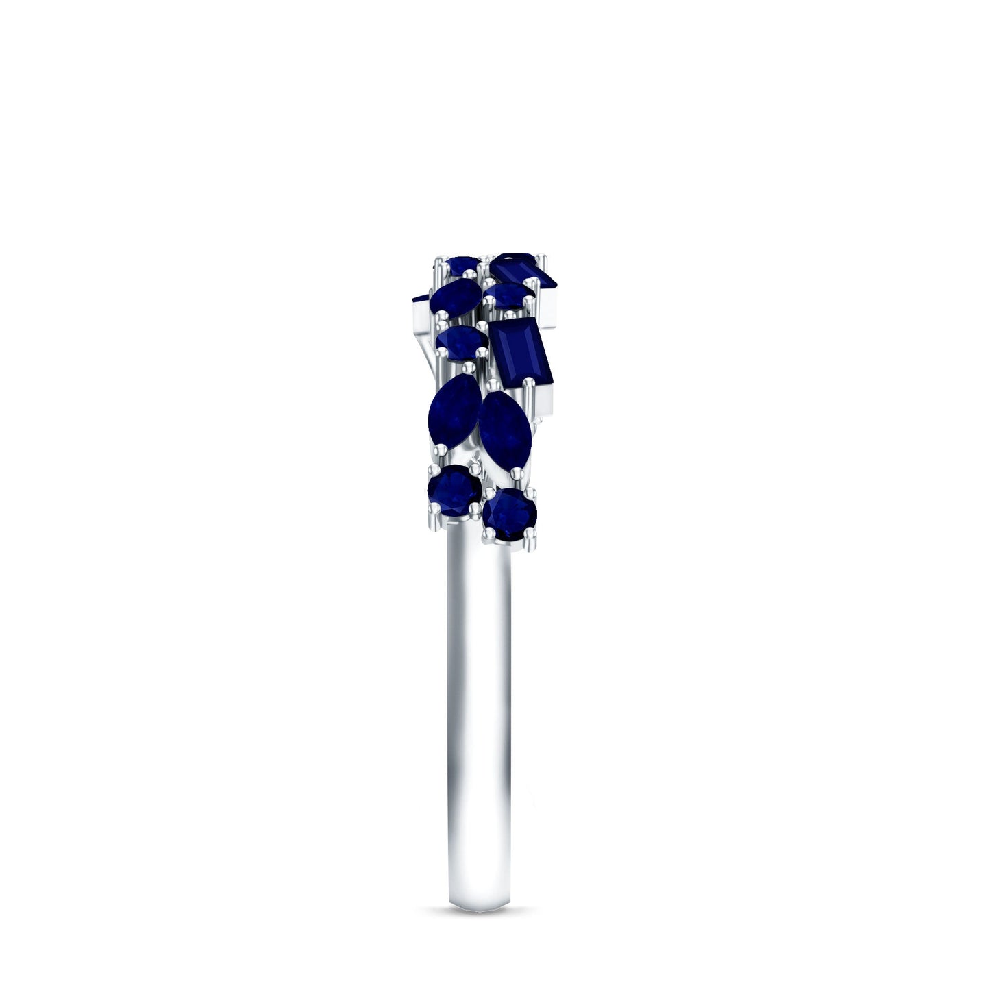 Natural Blue Sapphire Half Eternity Anniversary Ring for Women
