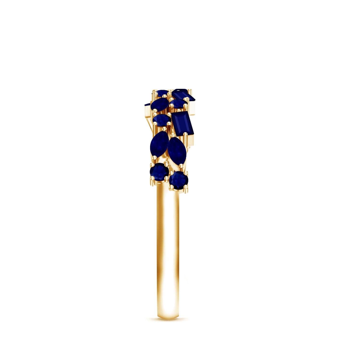 Natural Blue Sapphire Half Eternity Anniversary Ring for Women