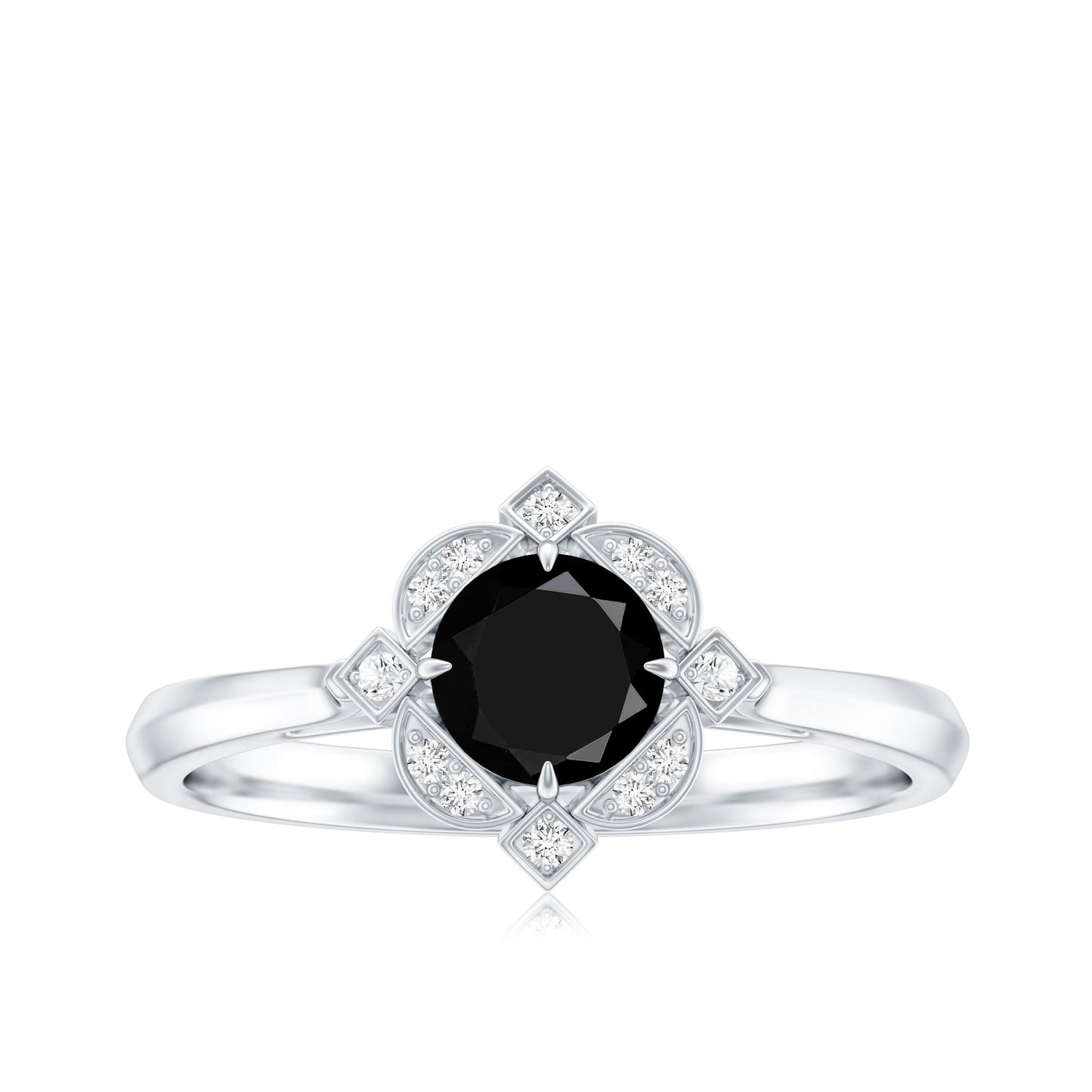 Vintage Looking 0.8 Carat Lab Grown Black and White Diamond Engagement Ring