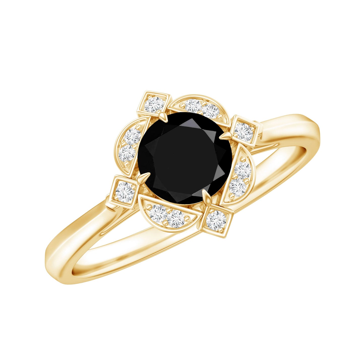 Vintage Looking 0.8 Carat Lab Grown Black and White Diamond Engagement Ring