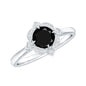 Vintage Style Black Spinel Engagement Ring with Diamond