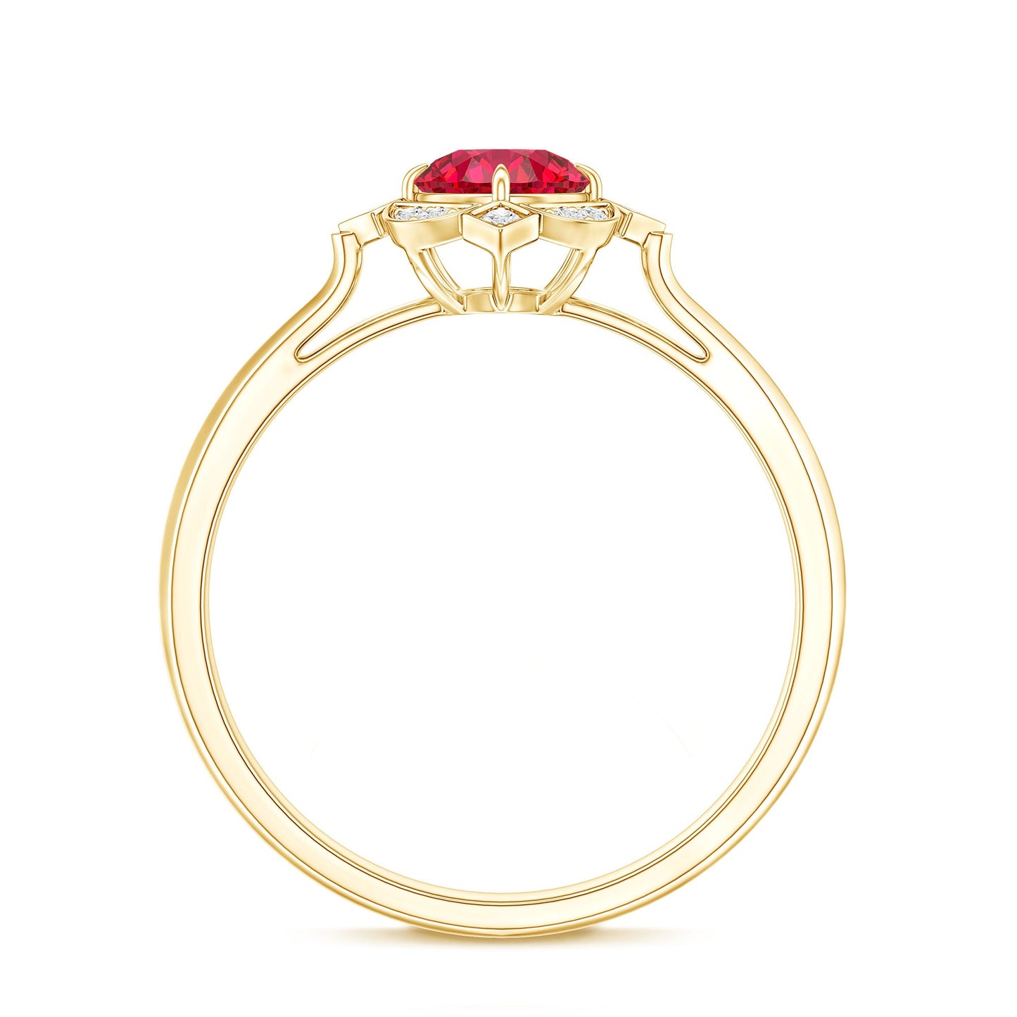 Certified Lab Created Ruby and Diamond Vintage Looking Engagement Ring