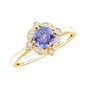 Real Tanzanite Flower Engagement Ring With Diamond