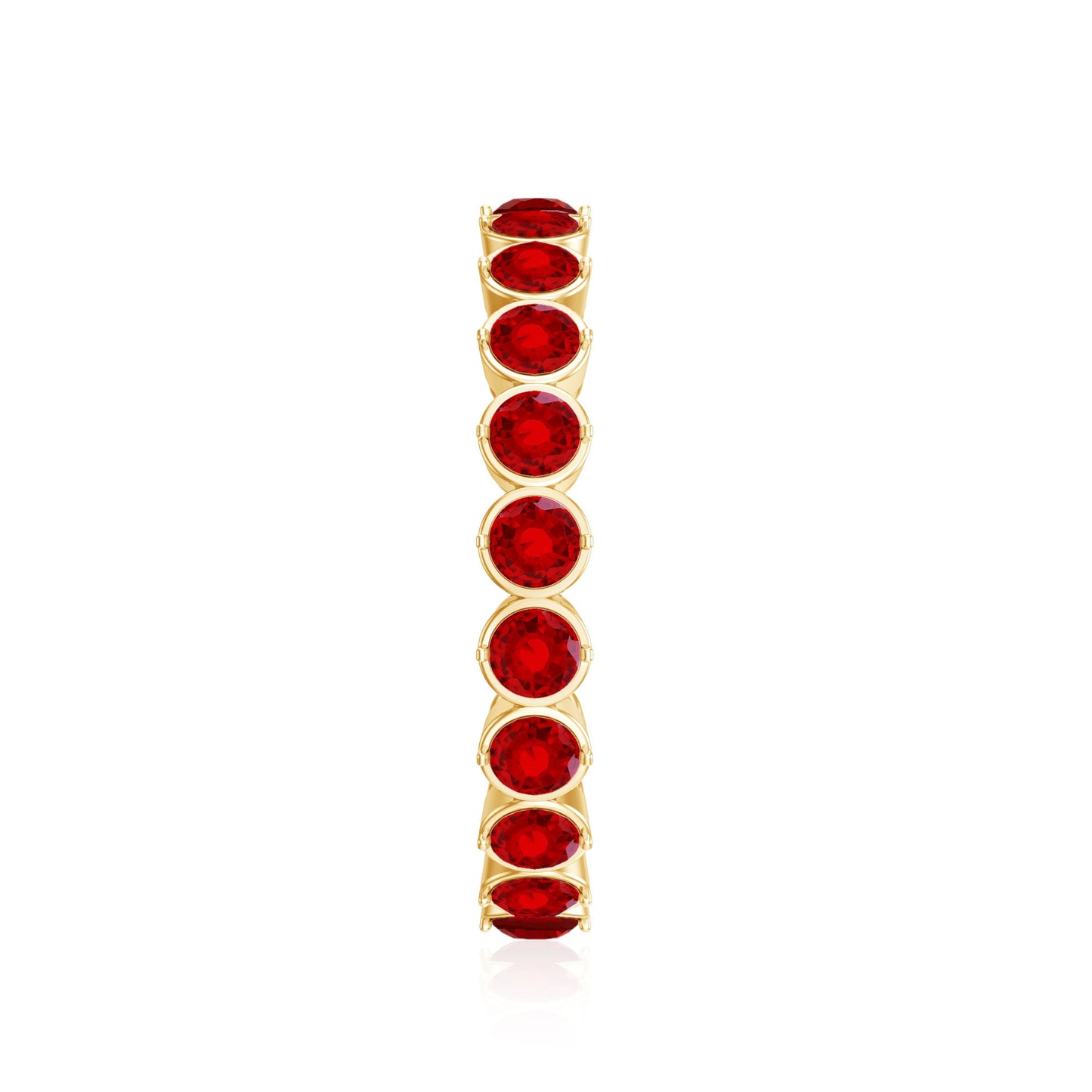 Round Lab Created Ruby Full Eternity Ring in Prong Setting