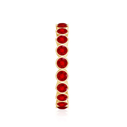 Round Lab Created Ruby Full Eternity Ring in Prong Setting