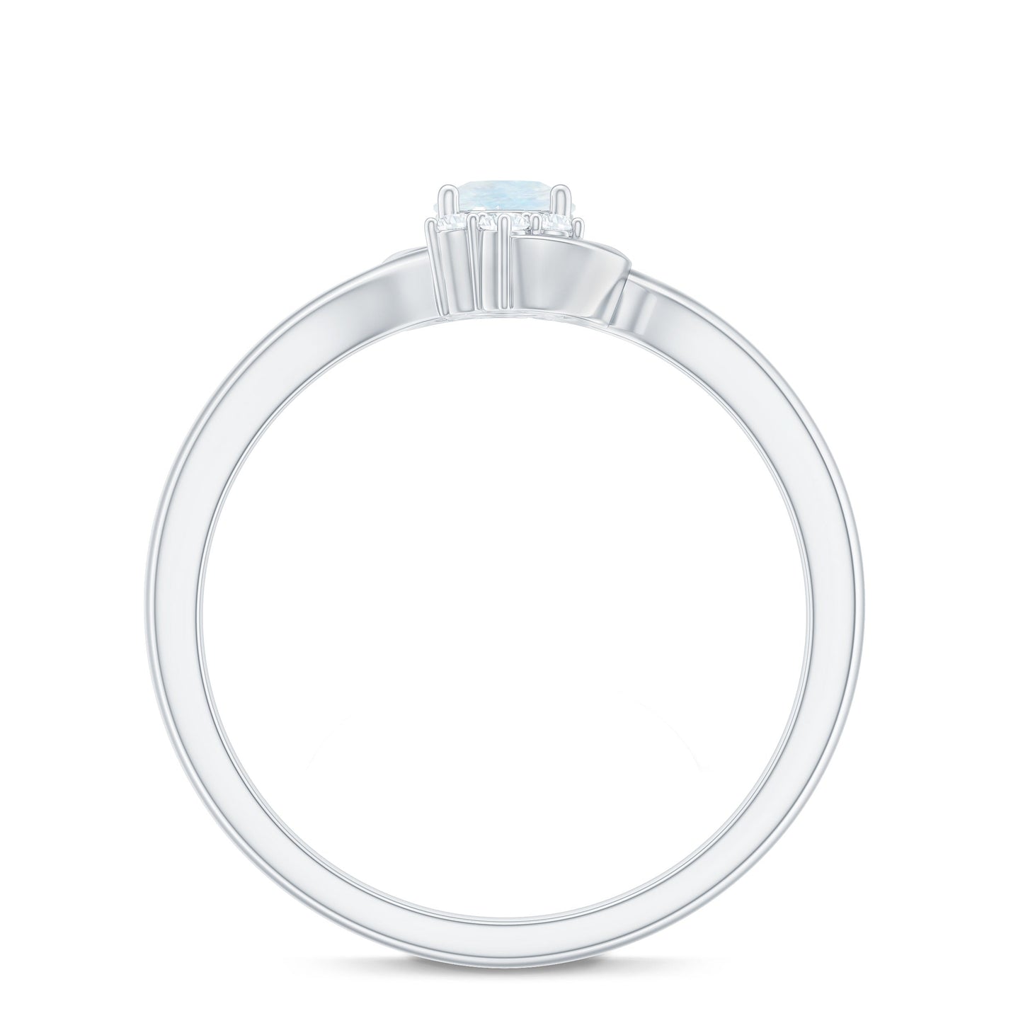 Genuine Moonstone and Diamond Bypass Promise Ring
