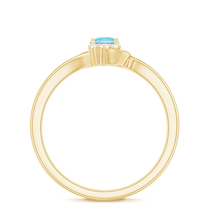 Genuine Aquamarine and Diamond Promise Ring For Her