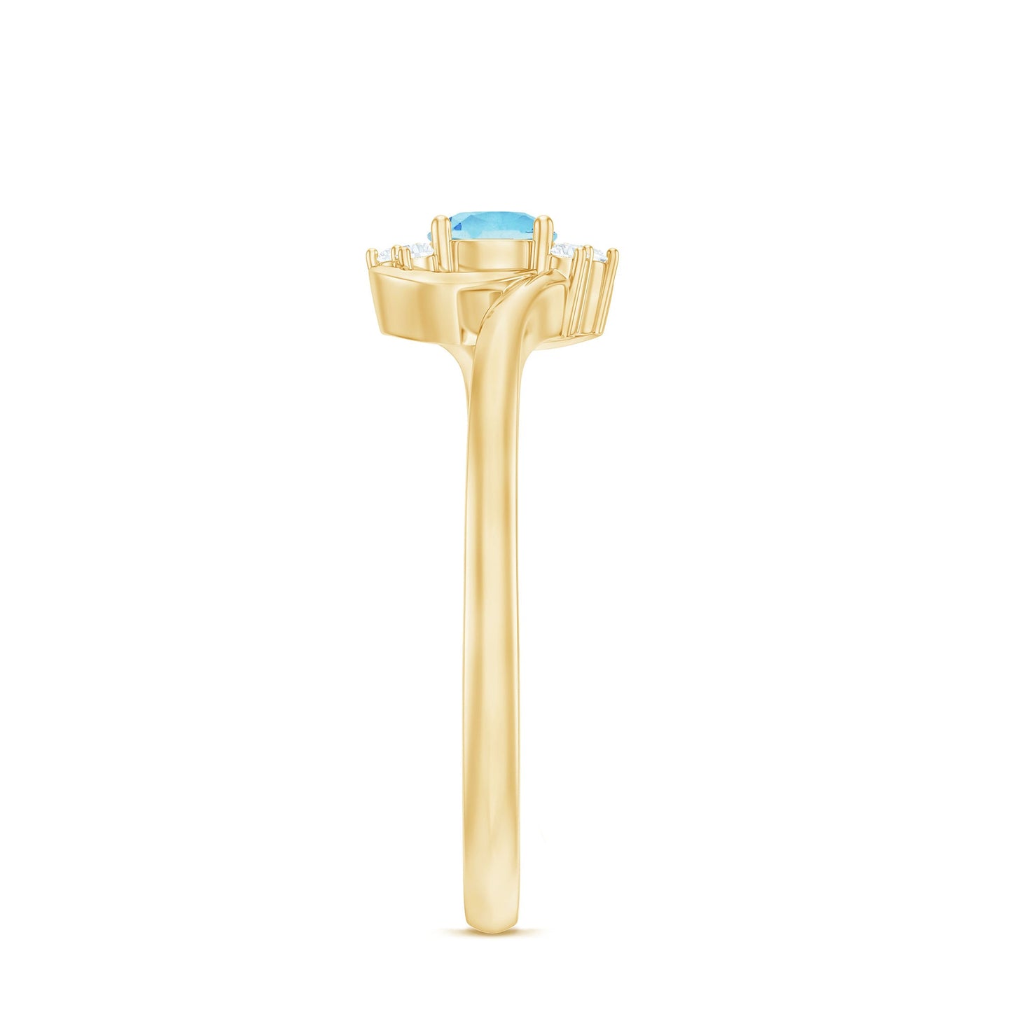 Genuine Aquamarine and Diamond Promise Ring For Her