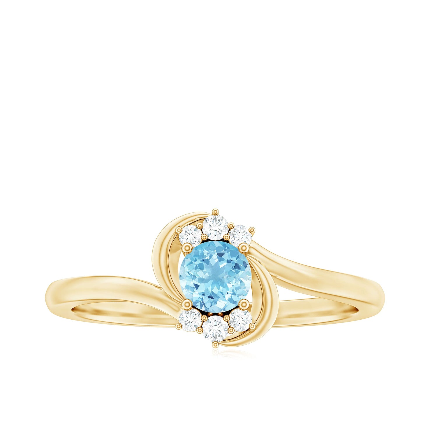 Genuine Aquamarine and Diamond Promise Ring For Her