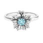 Round Cut Real Aquamarine Flower Engagement Ring
