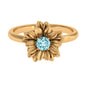 Round Cut Real Aquamarine Flower Engagement Ring