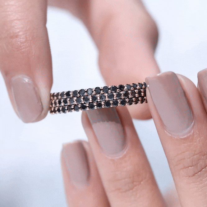 Certified Lab Grown Black Diamond Half Eternity Band Ring for Women
