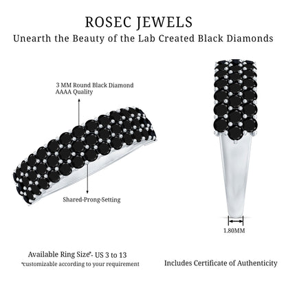 Certified Lab Grown Black Diamond Half Eternity Band Ring for Women