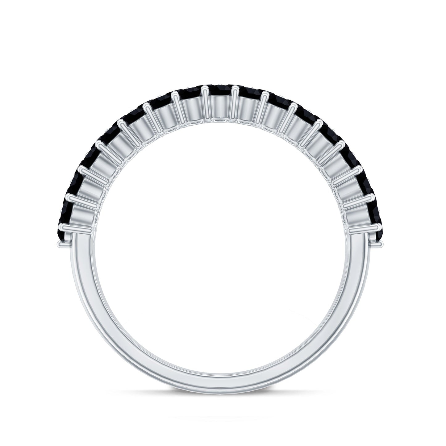 Certified Lab Grown Black Diamond Half Eternity Band Ring for Women