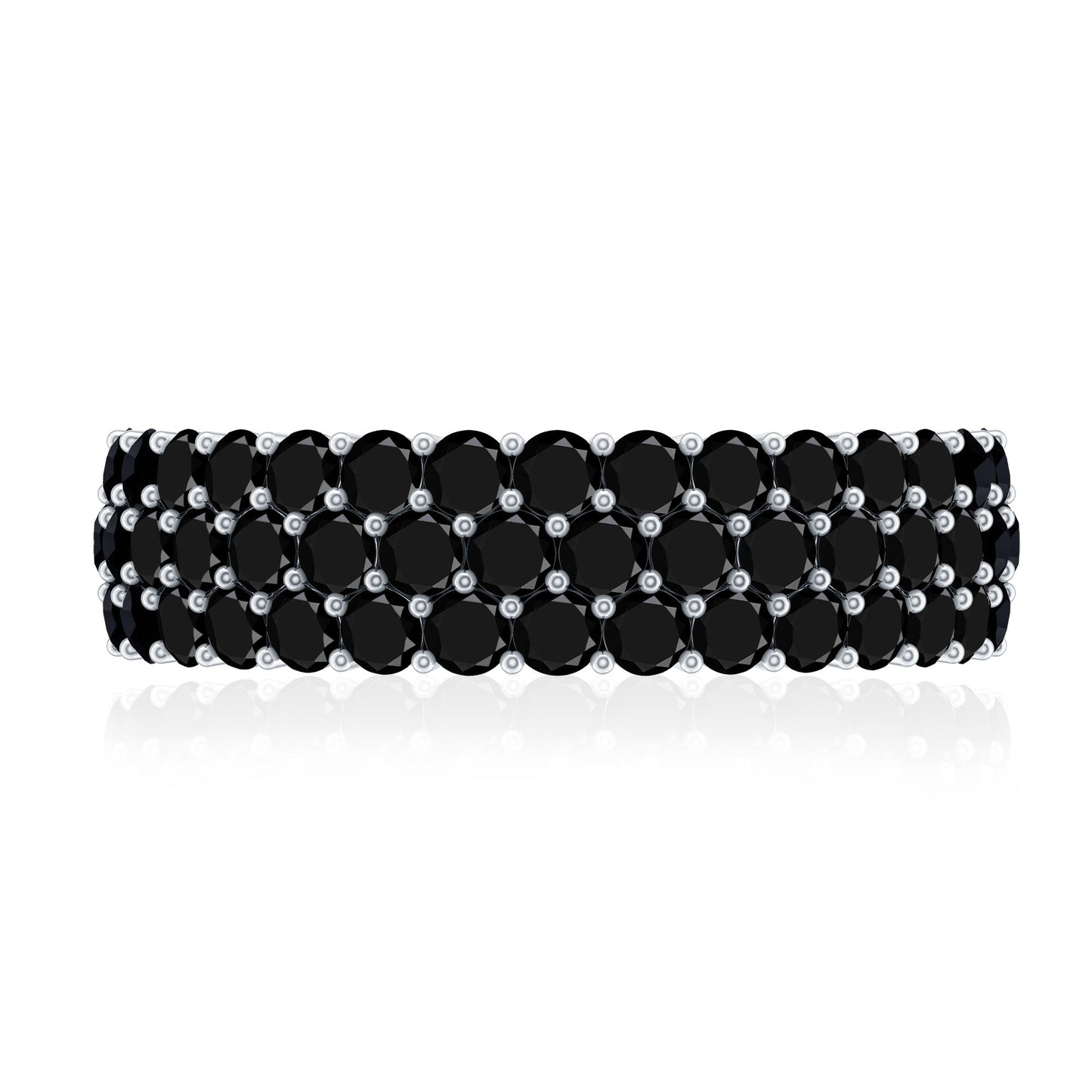 Certified Lab Grown Black Diamond Half Eternity Band Ring for Women