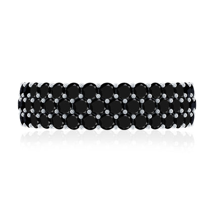 Certified Lab Grown Black Diamond Half Eternity Band Ring for Women
