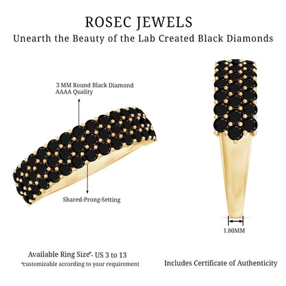 Certified Lab Grown Black Diamond Half Eternity Band Ring for Women