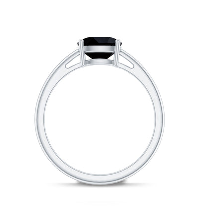 Certified Black Onyx 2 Carat Cushion Cut Engagement Ring