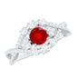 Lab Created Ruby and Moissanite Classic Engagement Ring