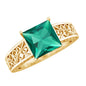 Certified 2.4 Carat Princess Cut Lab Grown Emerald Filigree Engagement Ring