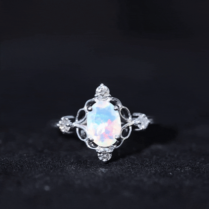 Designer Ethiopian Opal and Diamond  Engagement Ring