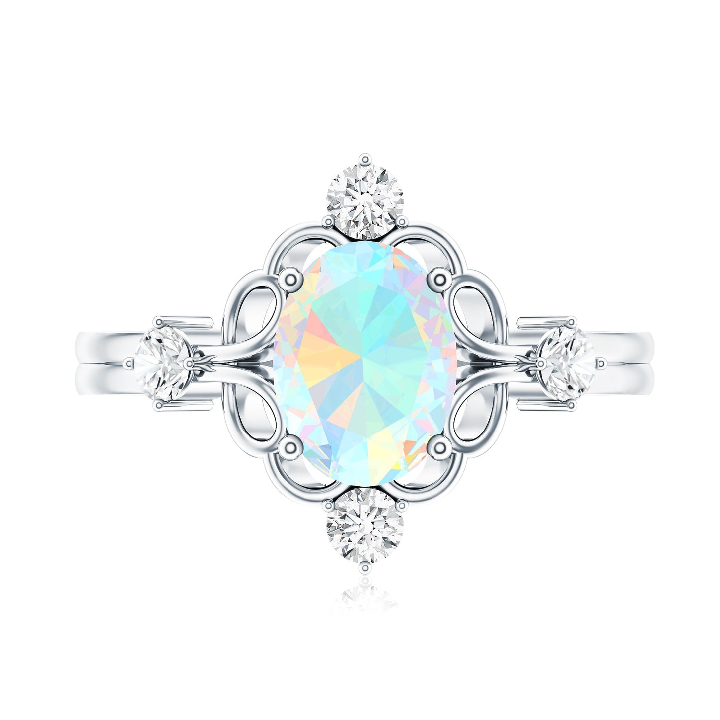 Designer Ethiopian Opal and Diamond  Engagement Ring