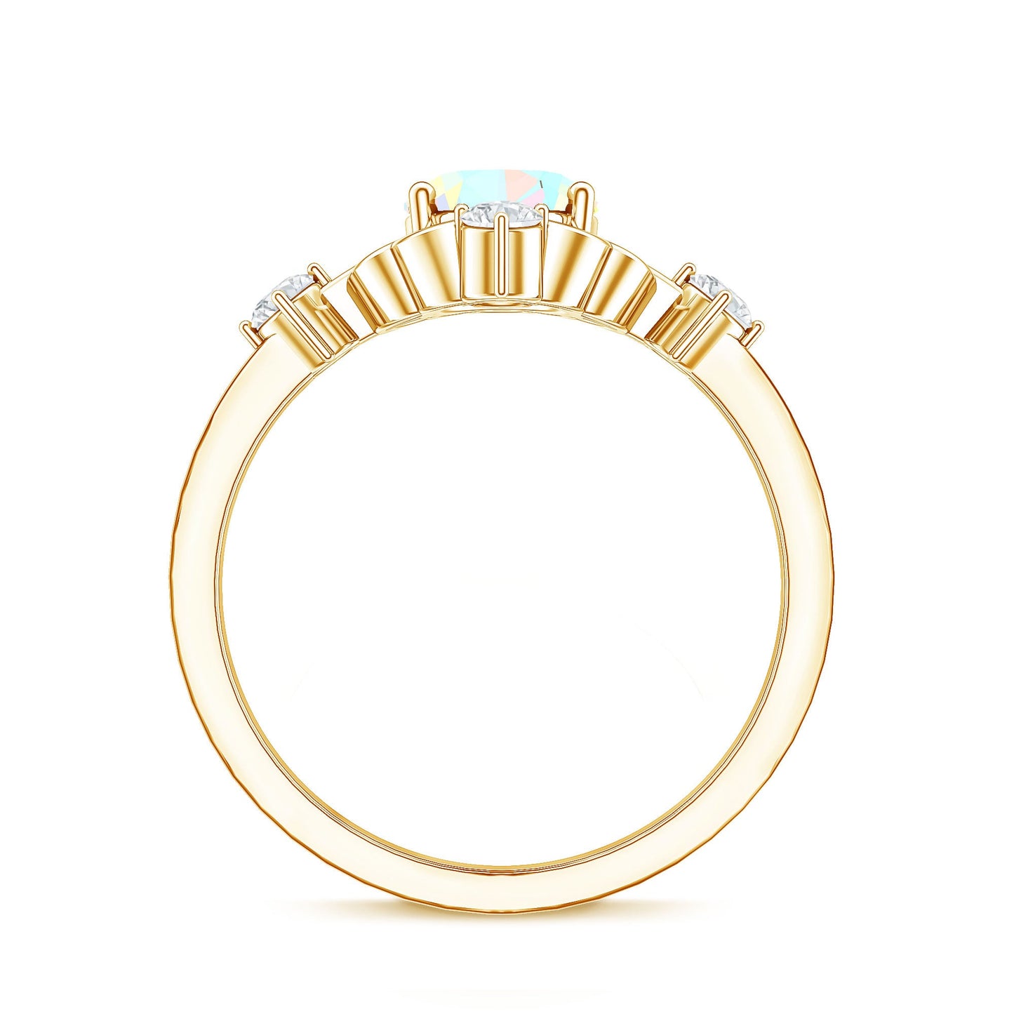 Designer Ethiopian Opal and Diamond  Engagement Ring