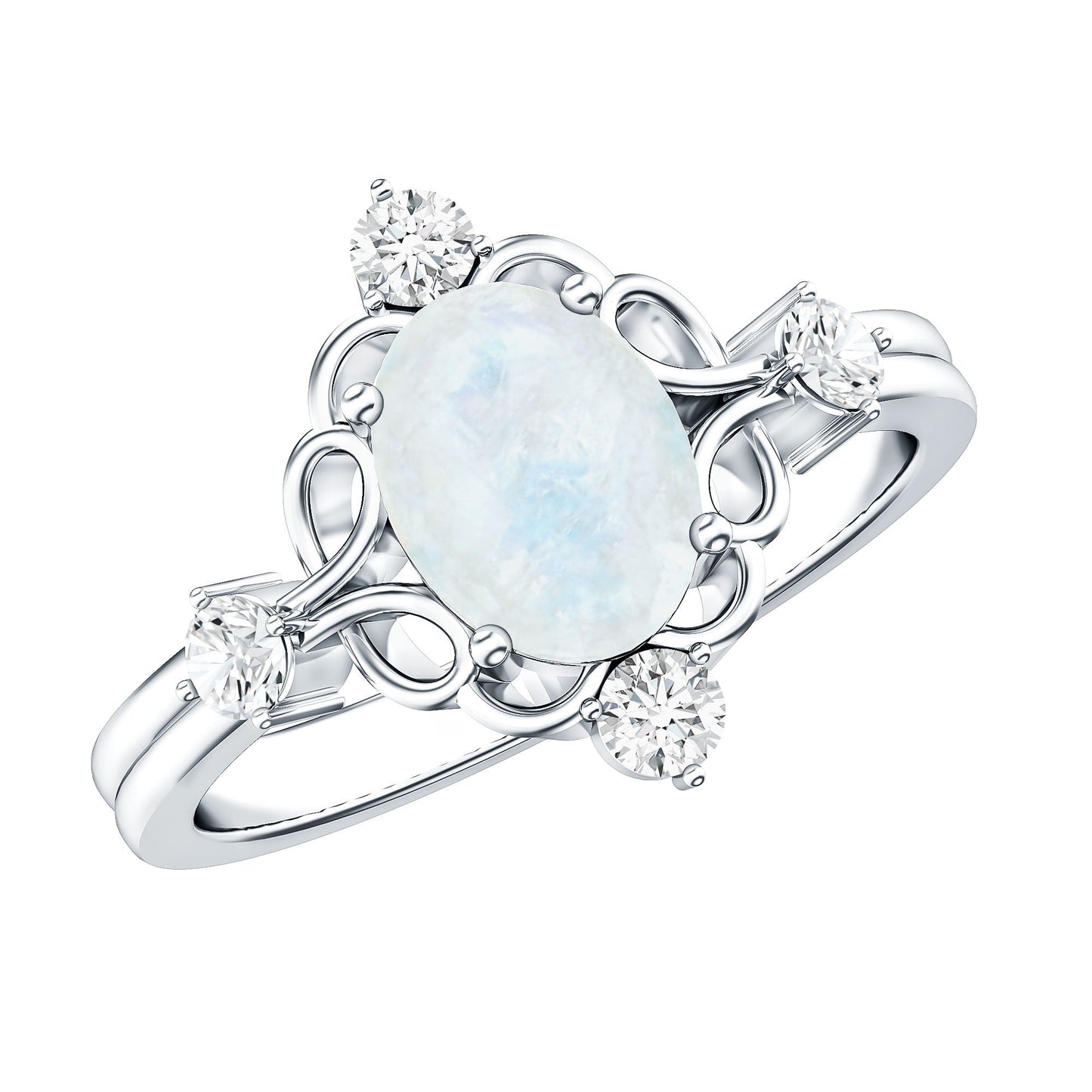 Oval Moonstone Cocktail Ring with Diamond